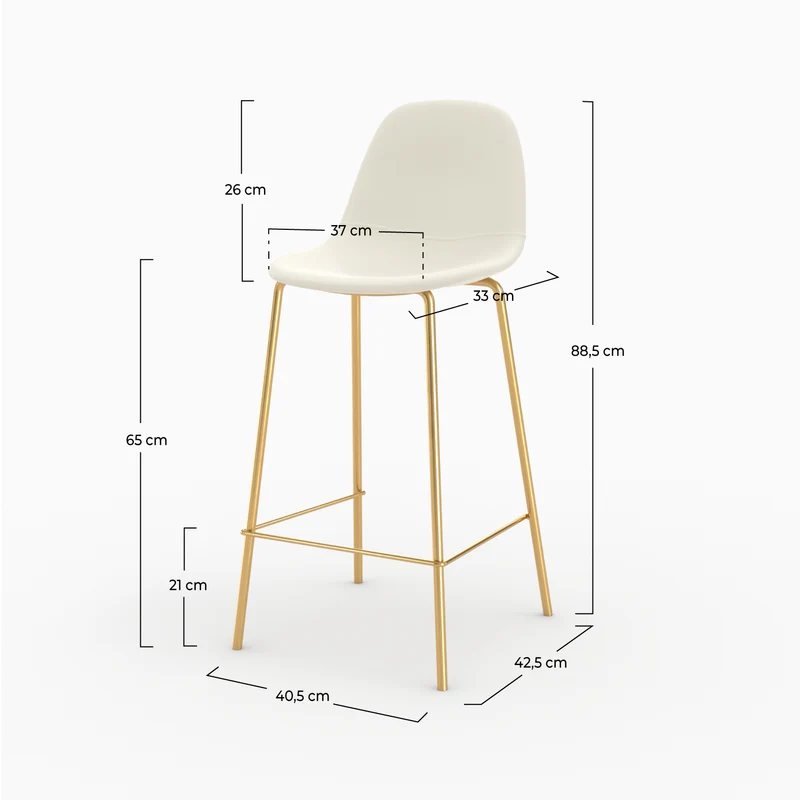 Chaise pour îlot central Henrik en cuir synthétique blanc 65 cm (lot de 2)