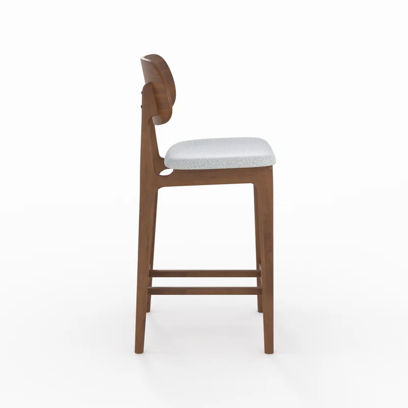 Chaise pour îlot central Charlize 66 cm en bois foncé et tissu gris clair (lot de 2)