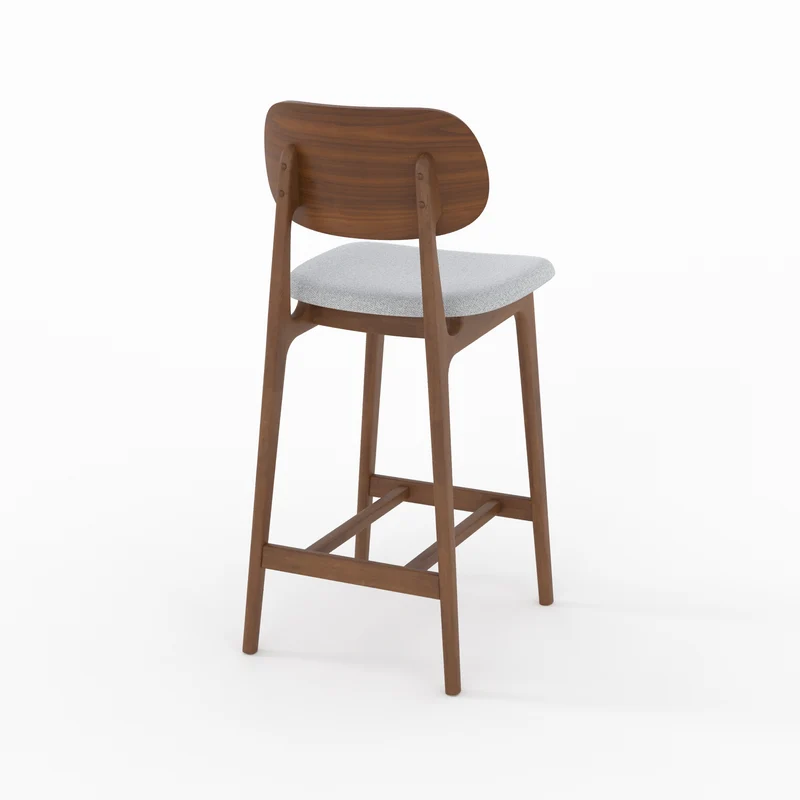 Chaise pour îlot central Charlize 66 cm en bois foncé et tissu gris clair (lot de 2)