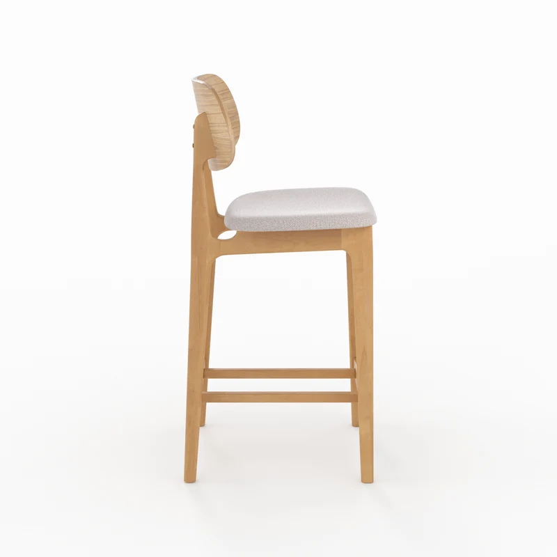 Chaise pour îlot central Charlize 66 cm en bois clair et tissu beige (lot de 2)