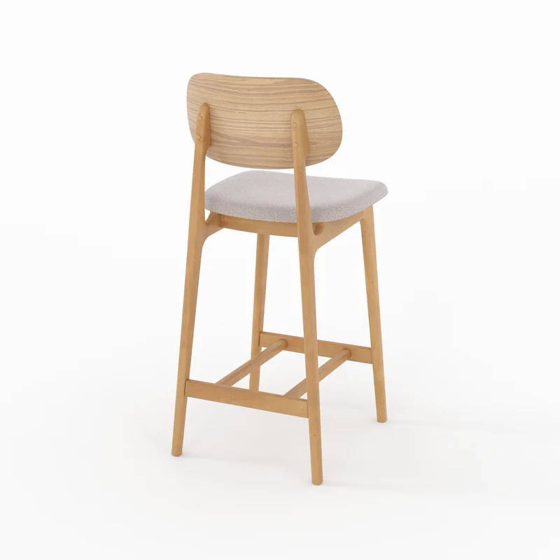 Chaise pour îlot central Charlize 66 cm en bois clair et tissu beige (lot de 2)