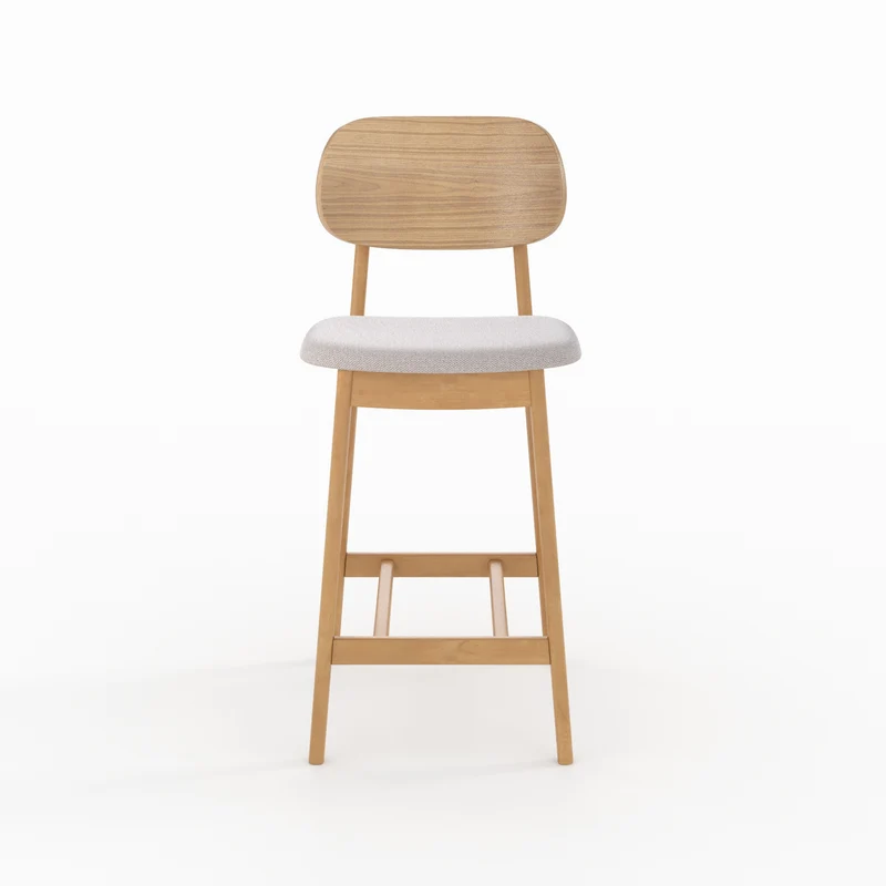 Chaise pour îlot central Charlize 66 cm en bois clair et tissu beige (lot de 2)