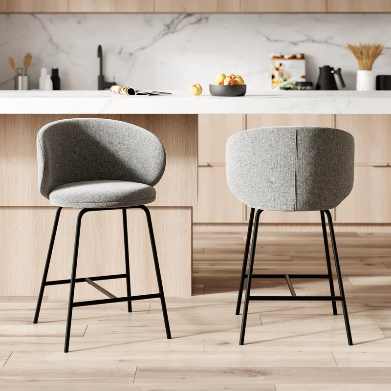 Chaise pour îlot central Cécilia en tissu gris foncé 68 cm (lot de 2)