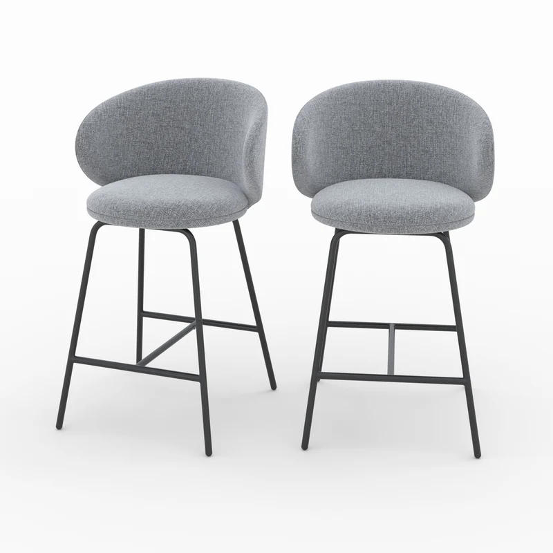 Chaise pour îlot central Cécilia en tissu gris foncé 68 cm (lot de 2)