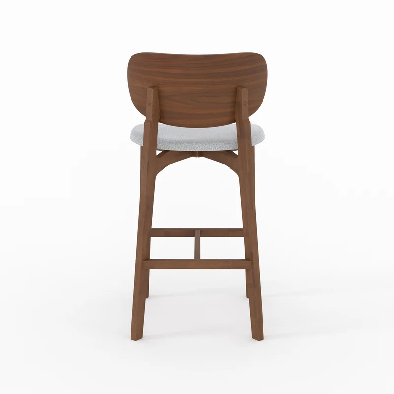 Chaise pour îlot central Aria 66 cm en bois foncé et tissu gris clair (lot de 2)