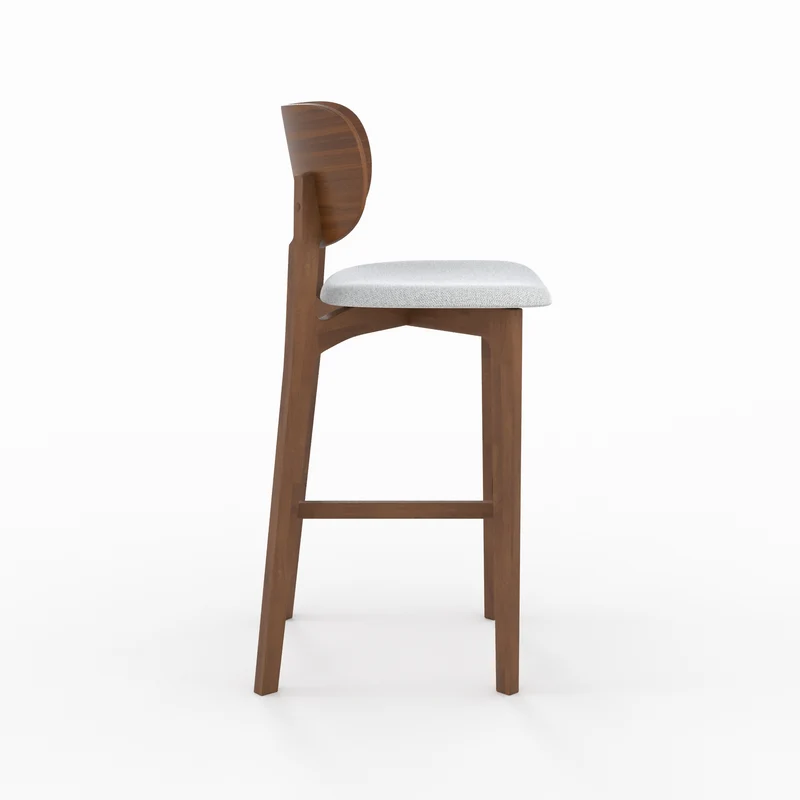 Chaise pour îlot central Aria 66 cm en bois foncé et tissu gris clair (lot de 2)