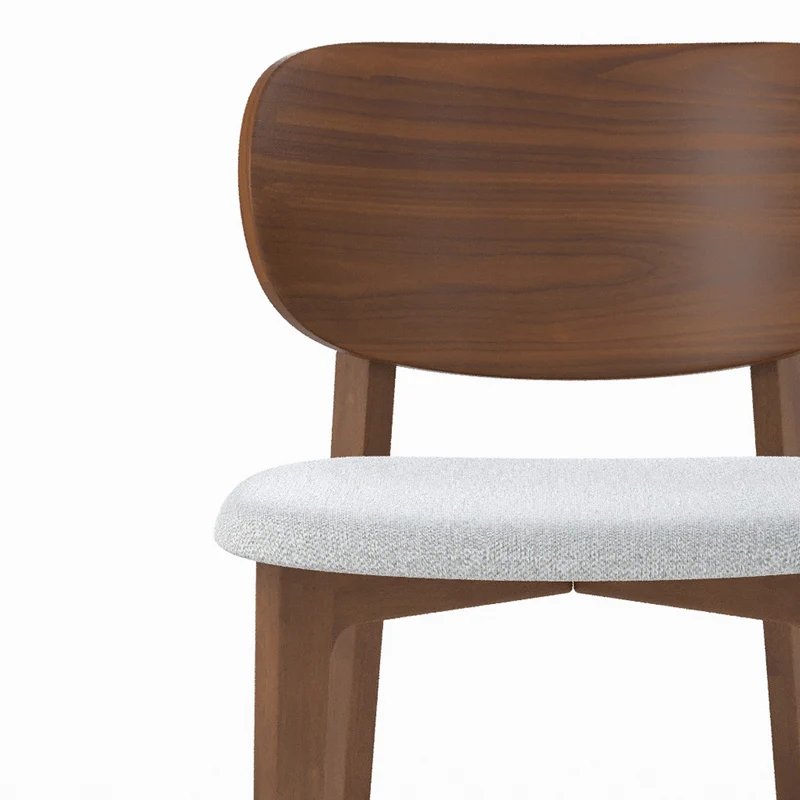 Chaise pour îlot central Aria 66 cm en bois foncé et tissu gris clair (lot de 2)