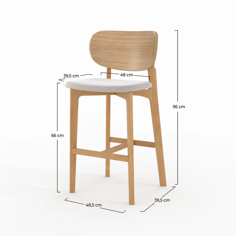 Chaise pour îlot central Aria 66 cm en bois clair et tissu beige clair (lot de 2)