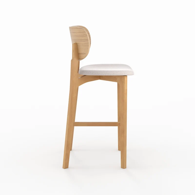 Chaise pour îlot central Aria 66 cm en bois clair et tissu beige clair (lot de 2)