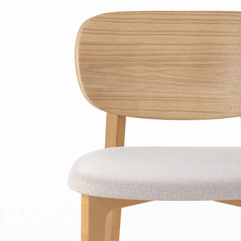 Chaise pour îlot central Aria 66 cm en bois clair et tissu beige clair (lot de 2)