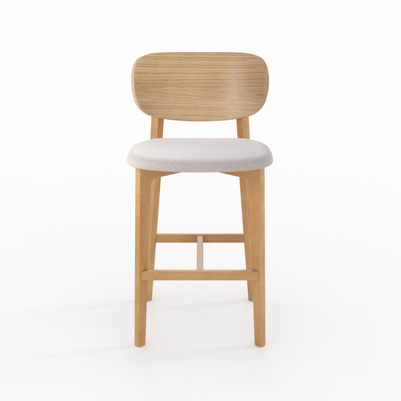 Chaise pour îlot central Aria 66 cm en bois clair et tissu beige clair (lot de 2)