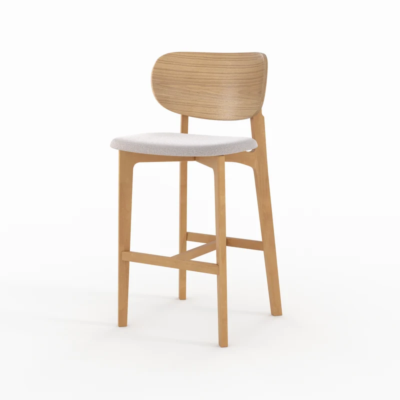 Chaise pour îlot central Aria 66 cm en bois clair et tissu beige clair (lot de 2)