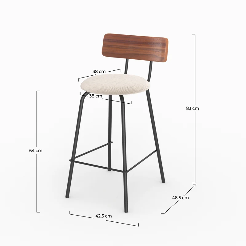 Chaise pour îlot central Alize 64 cm en tissu beige (lot de 2)