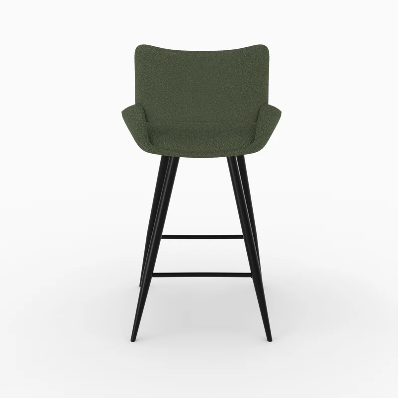 Chaise pour îlot central Alfy en tissu bouclé vert 66 cm (lot de 2)