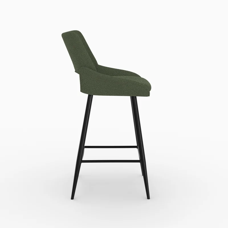 Chaise pour îlot central Alfy en tissu bouclé vert 66 cm (lot de 2)