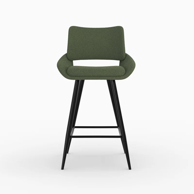 Chaise pour îlot central Alfy en tissu bouclé vert 66 cm (lot de 2)