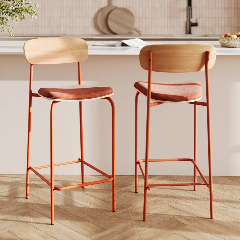 Chaise pour îlot central Alba en tissu terracotta 65 cm (lot de 2)