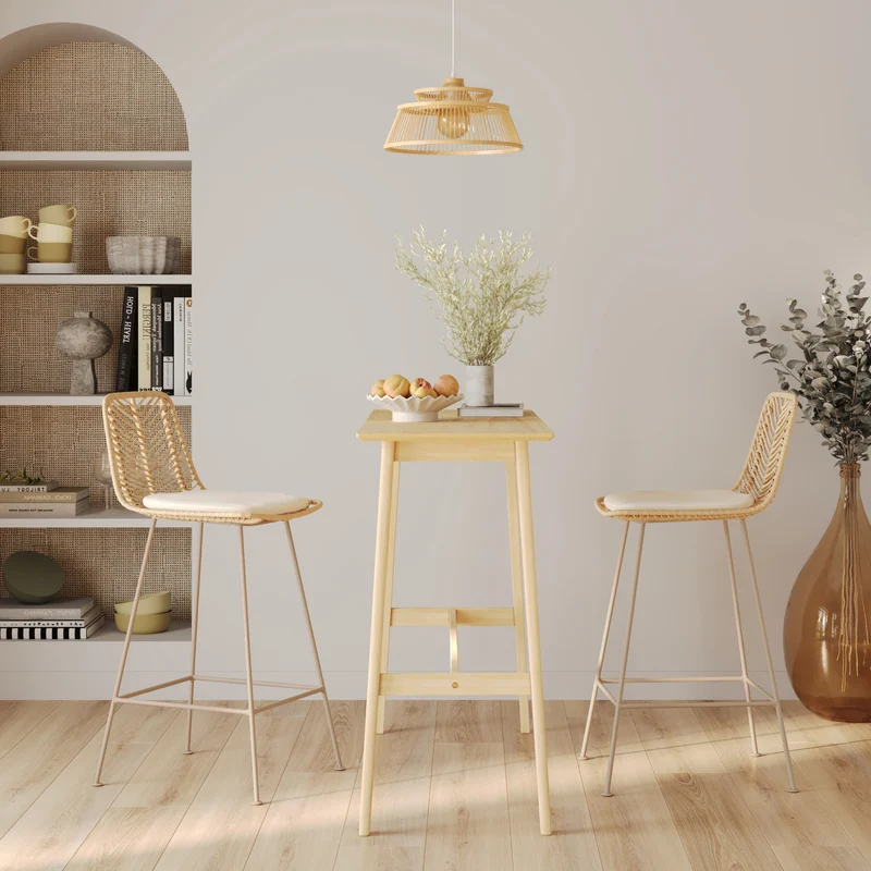 Chaise pour îlot central 66 cm Tamara en rotin naturel (lot de 2)