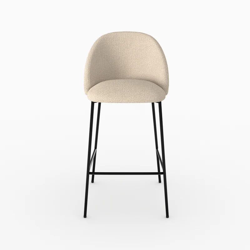 Chaise pour îlot central 66 cm Karl en tissu bouclé beige (lot de 2)