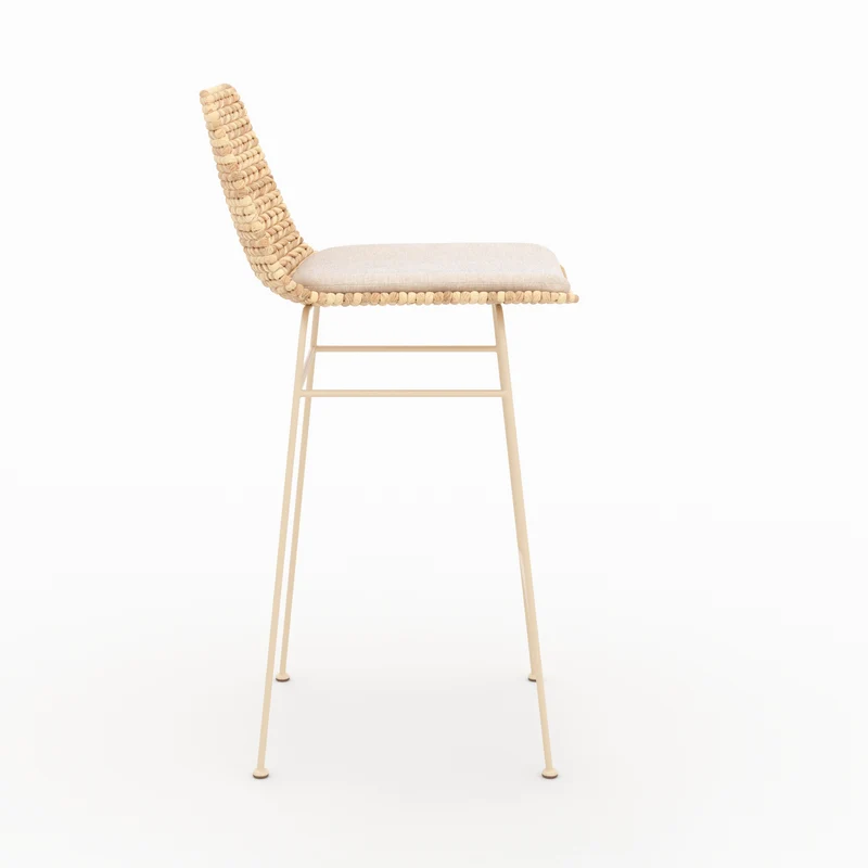 Chaise pour îlot central 66 cm Faro en matière naturelle et crème (lot de 2)