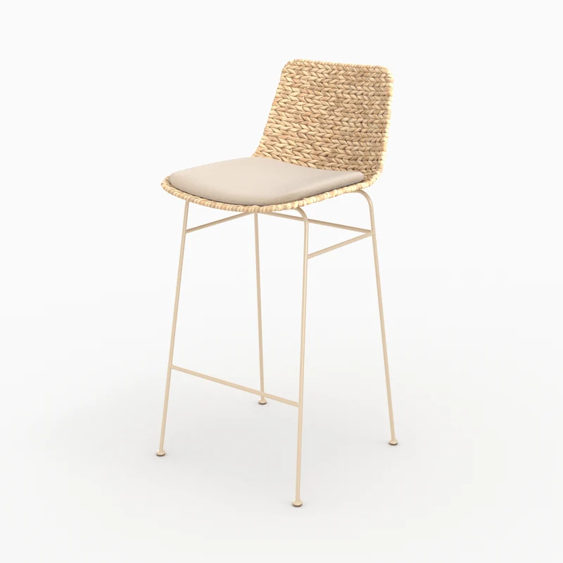 Chaise pour îlot central 66 cm Faro en matière naturelle et crème (lot de 2)