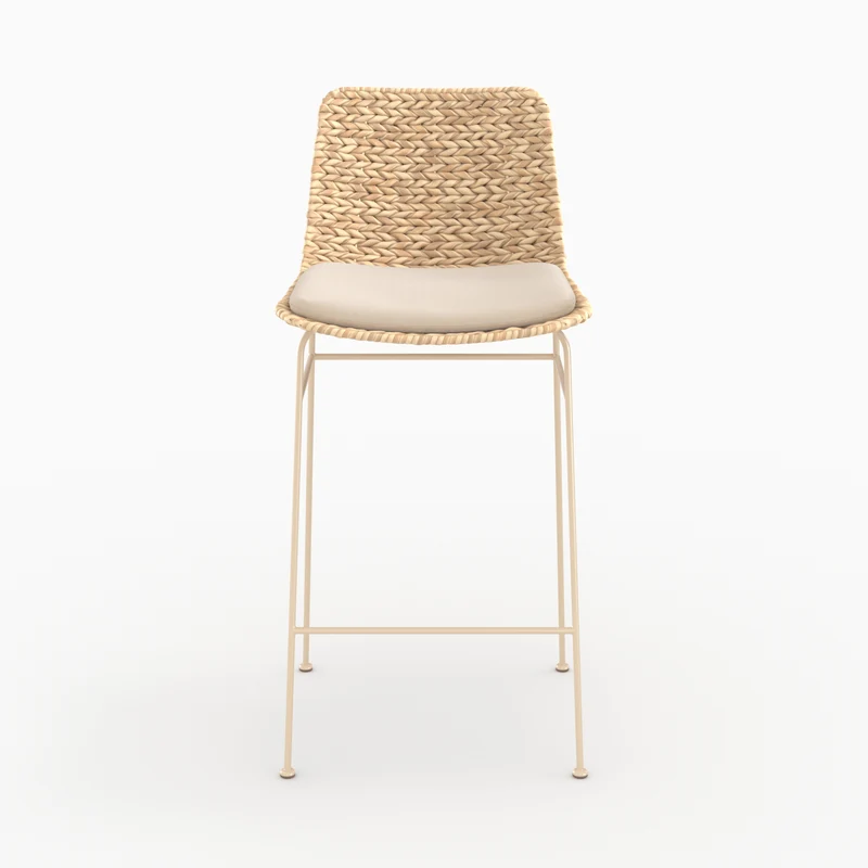 Chaise pour îlot central 66 cm Faro en matière naturelle et crème (lot de 2)