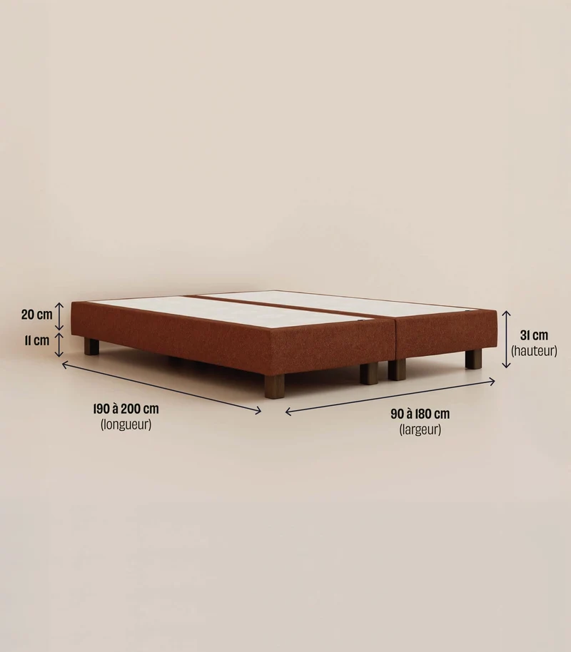 Sommier Boxspring - Acajou velouté