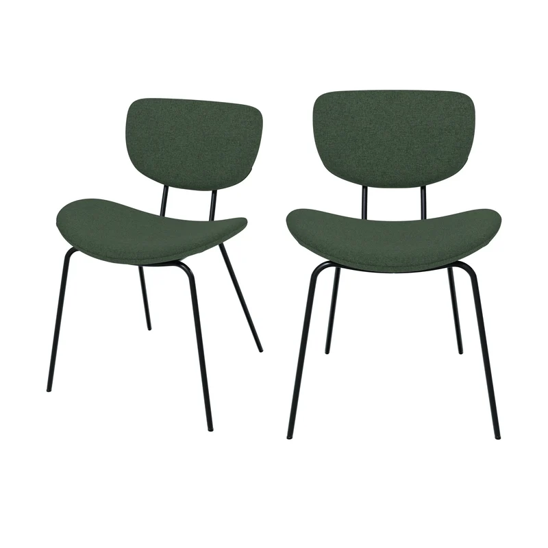 Chaise Verner en tissu vert (lot de 2)
