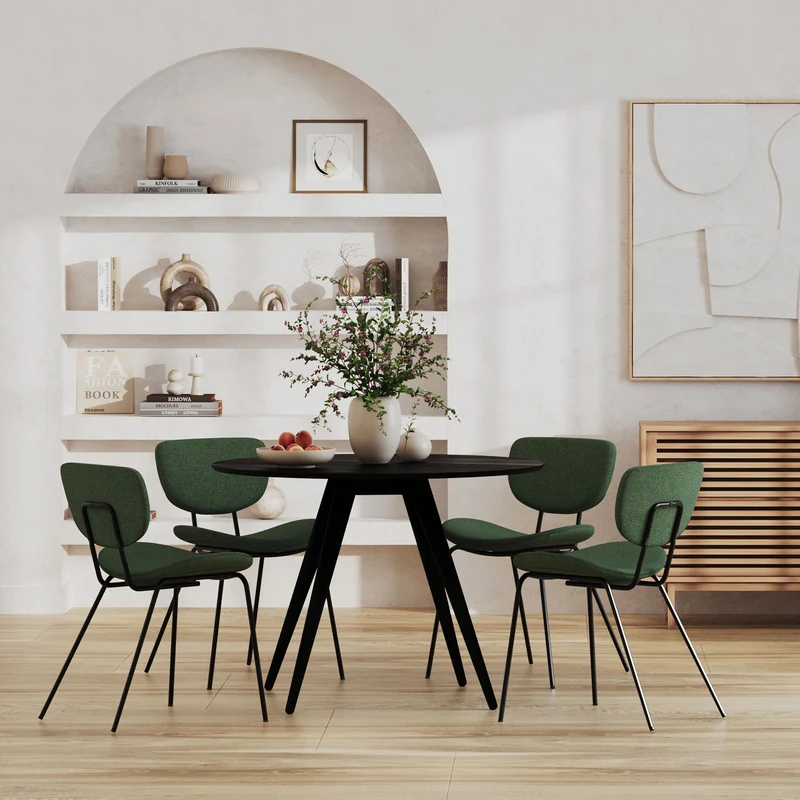 Chaise Verner en tissu vert (lot de 2)
