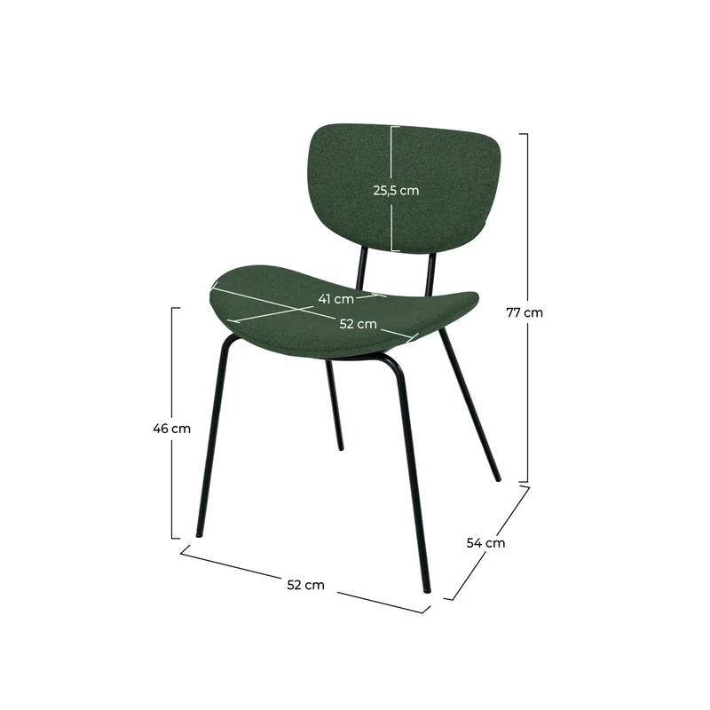 Chaise Verner en tissu vert (lot de 2)