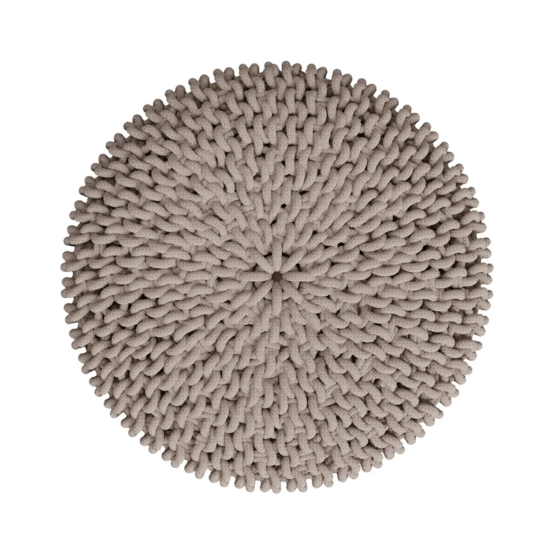 Petit tabouret tricot Lisa gris clair