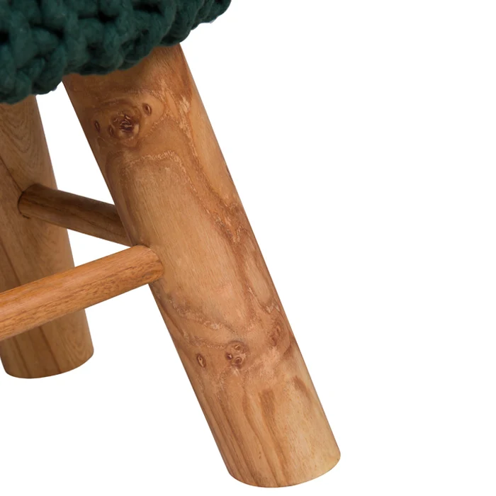 Petit tabouret tricot Lisa vert sapin