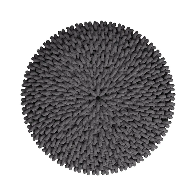 Petit tabouret tricot Lisa gris foncé
