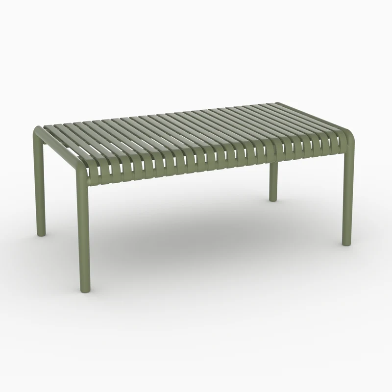 Table basse de jardin rectangulaire Téa en plastique vert kaki