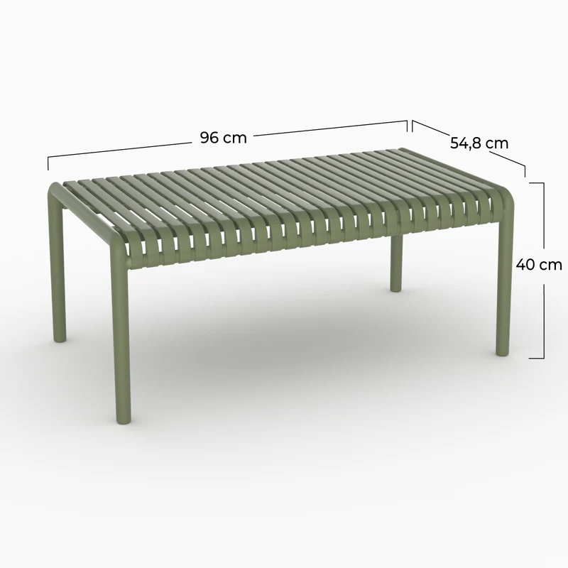 Table basse de jardin rectangulaire Téa en plastique vert kaki