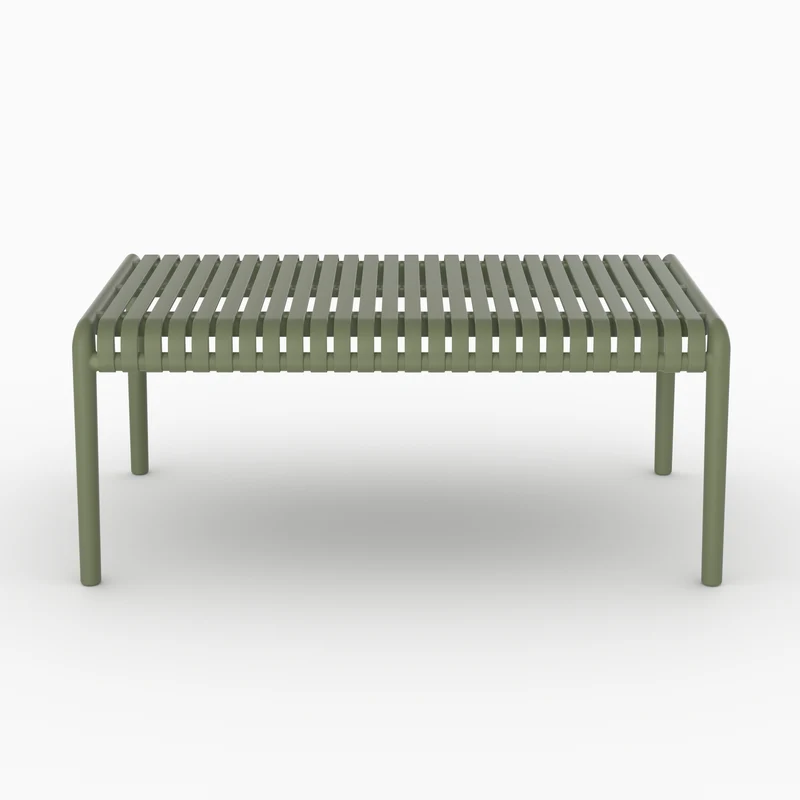 Table basse de jardin rectangulaire Téa en plastique vert kaki