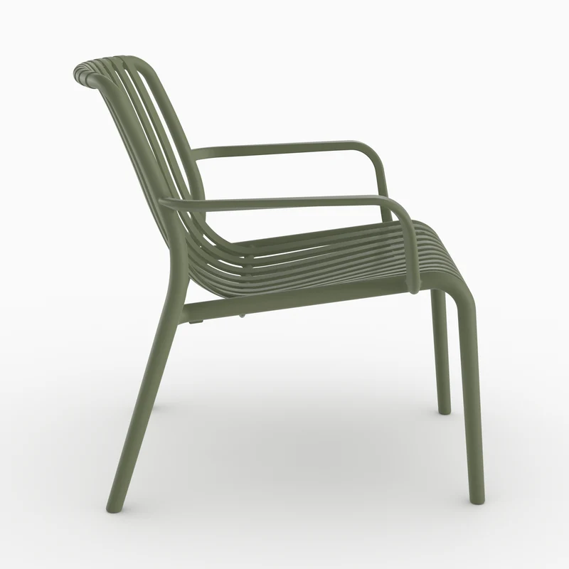 Lot de 2 fauteuils de jardin Ivy en plastique vert kaki avec accoudoirs
