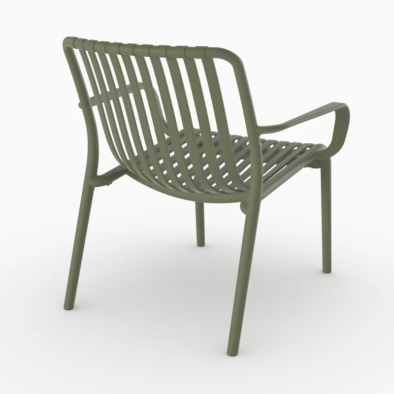 Lot de 2 fauteuils de jardin Ivy en plastique vert kaki avec accoudoirs