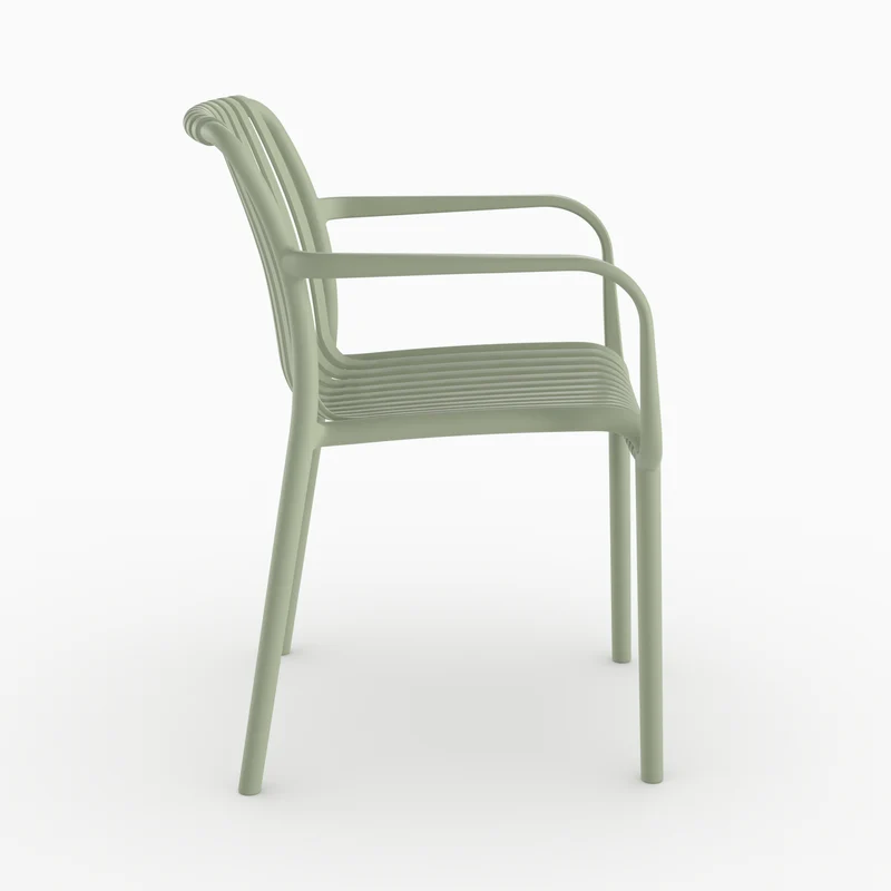 Lot de 2 chaises de jardin empilables Ivy en plastique avec accoudoirs vert pastel