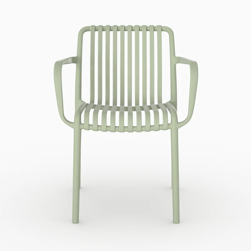 Lot de 2 chaises de jardin empilables Ivy en plastique avec accoudoirs vert pastel