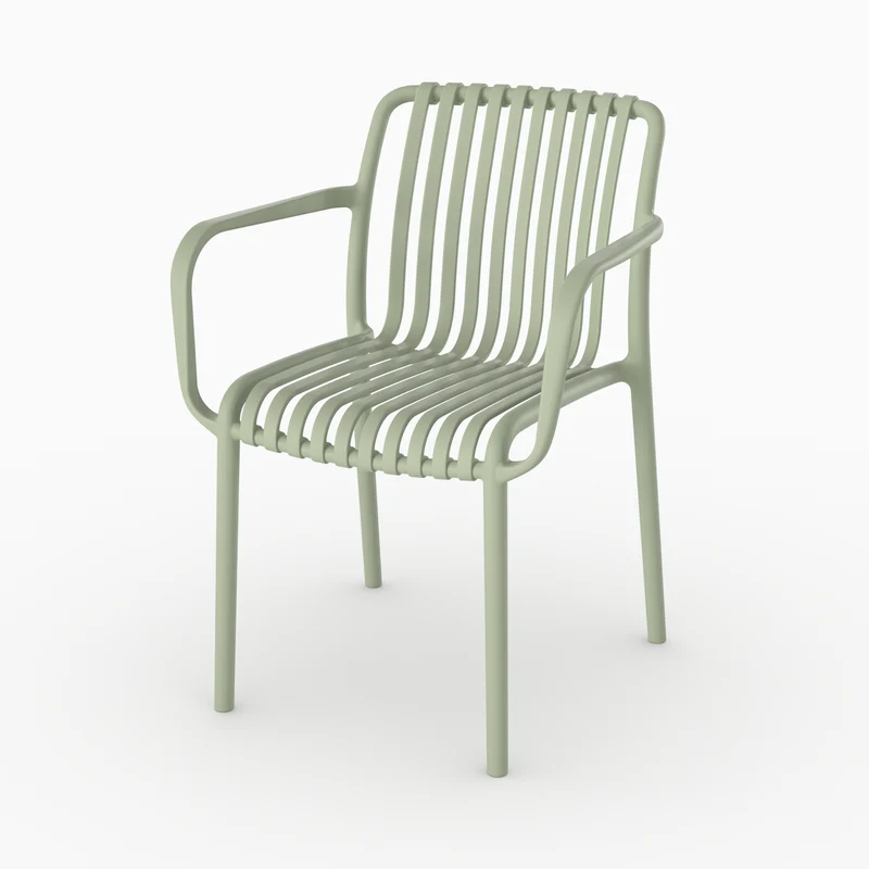 Lot de 2 chaises de jardin empilables Ivy en plastique avec accoudoirs vert pastel