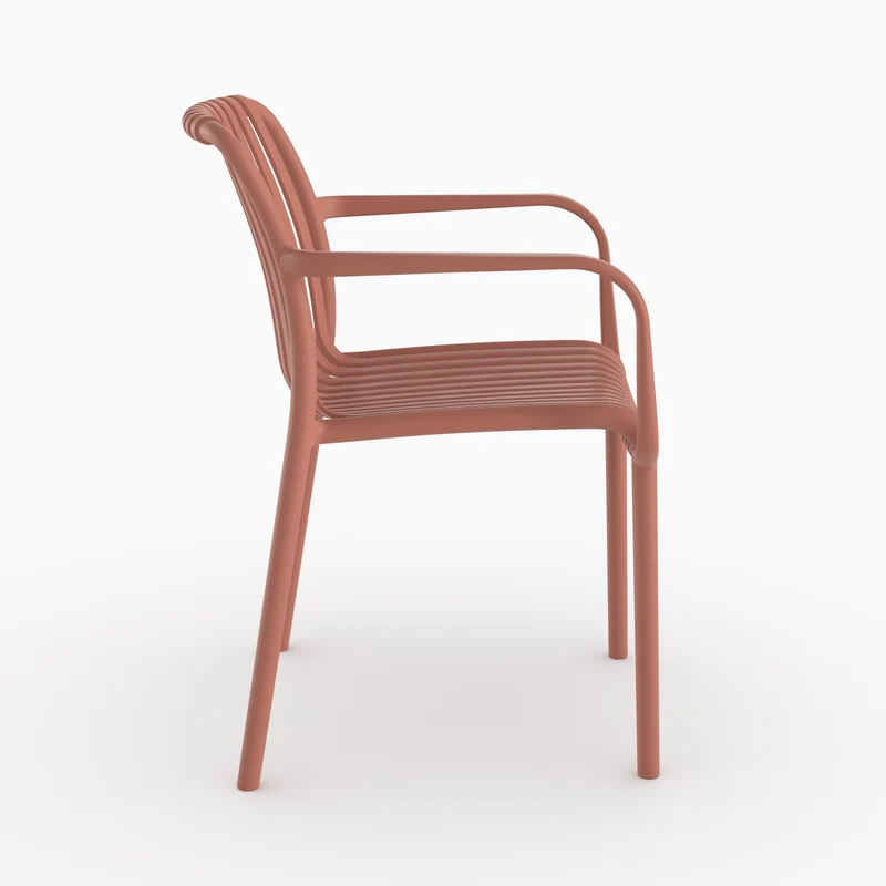 Lot de 2 chaises de jardin empilables Ivy en plastique avec accoudoirs vieux rose