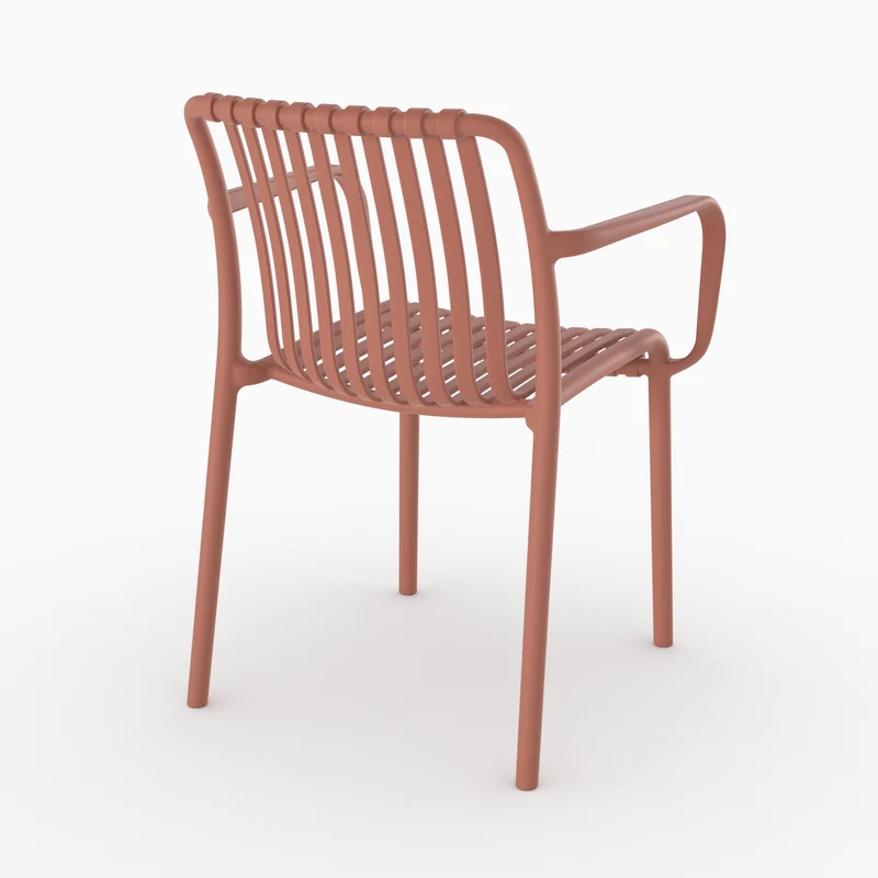 Lot de 2 chaises de jardin empilables Ivy en plastique avec accoudoirs vieux rose