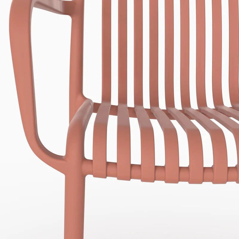 Lot de 2 chaises de jardin empilables Ivy en plastique avec accoudoirs vieux rose