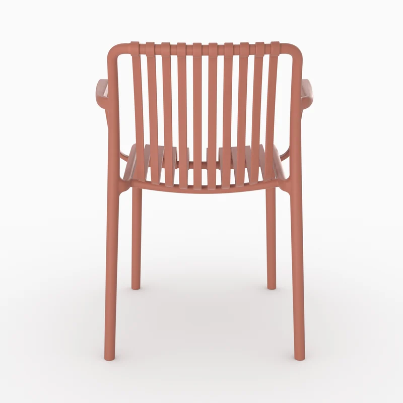 Lot de 2 chaises de jardin empilables Ivy en plastique avec accoudoirs vieux rose