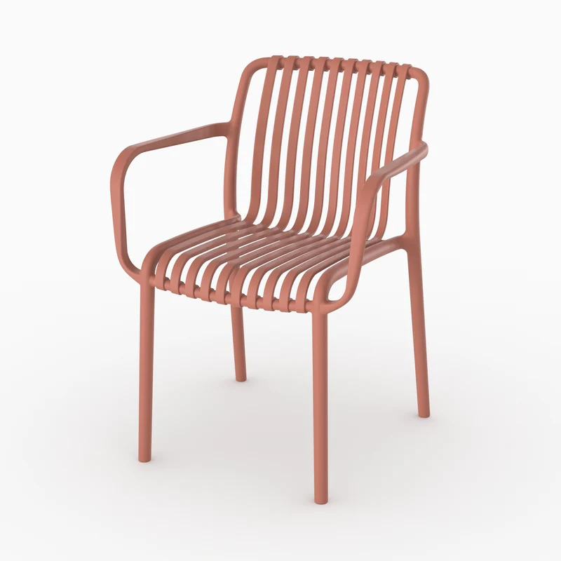 Lot de 2 chaises de jardin empilables Ivy en plastique avec accoudoirs vieux rose
