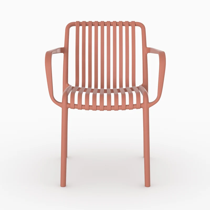 Lot de 2 chaises de jardin empilables Ivy en plastique avec accoudoirs vieux rose
