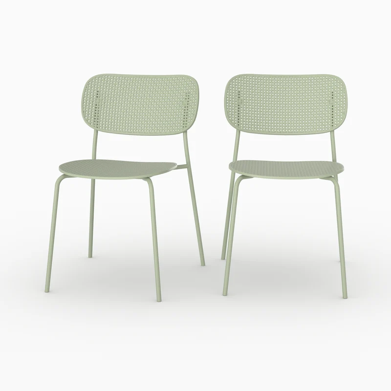 Lot de 2 chaises de jardin empilables Géa en plastique vert pastel