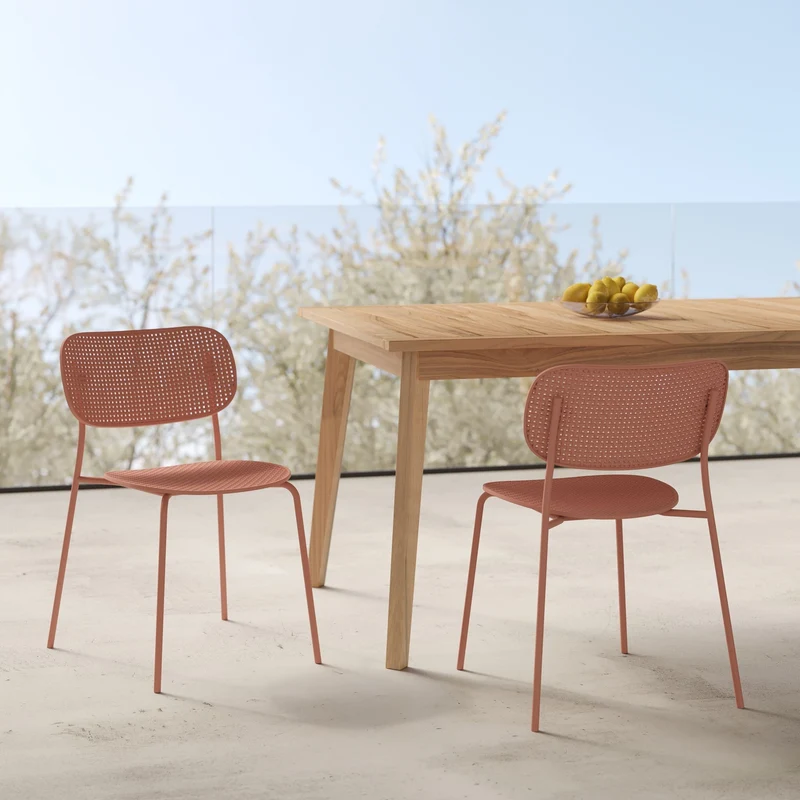 Lot de 2 chaises de jardin empilables Géa en plastique vieux rose