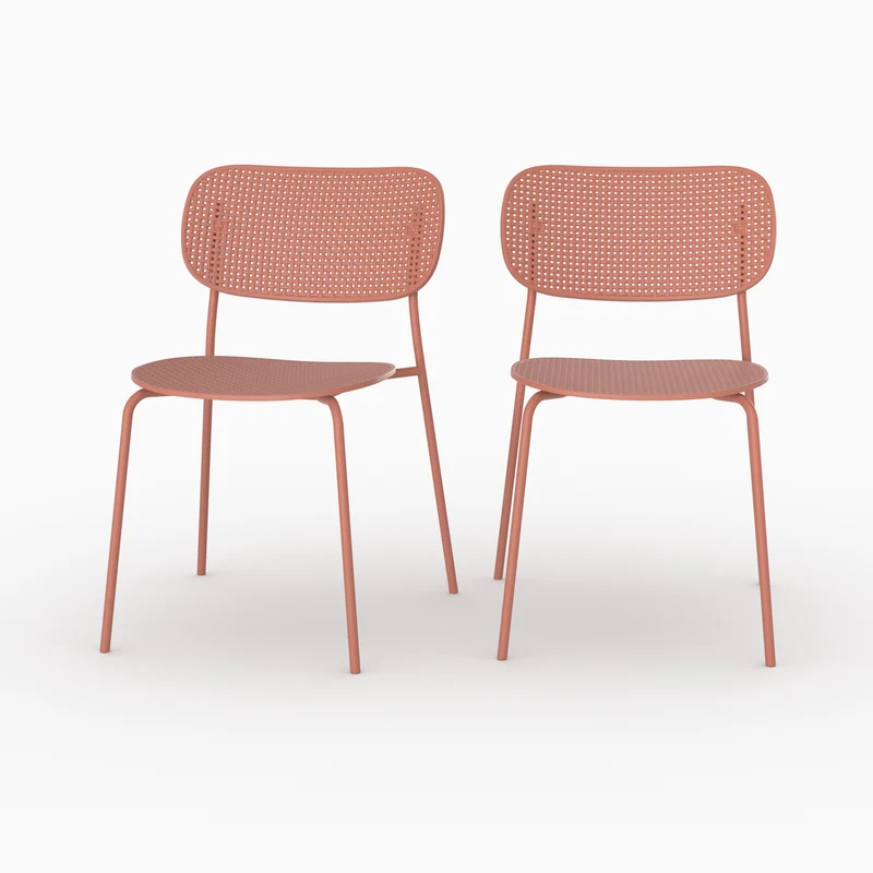 Lot de 2 chaises de jardin empilables Géa en plastique vieux rose